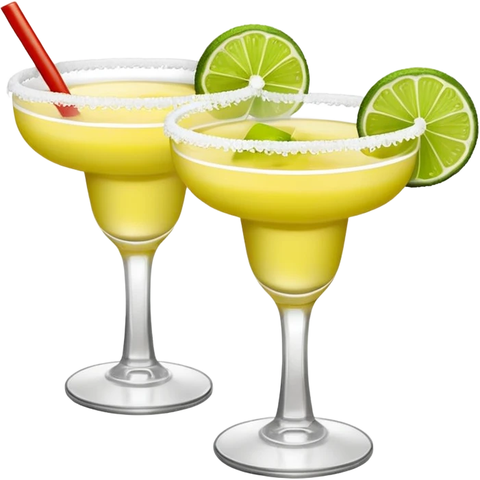 2 margaritas. one normal and one spicy. NO ICE - normal margarita glass with salt on the rim. one should be just with the margarita and the salt. the spicy one should have a small red pepper showing  on top emoji