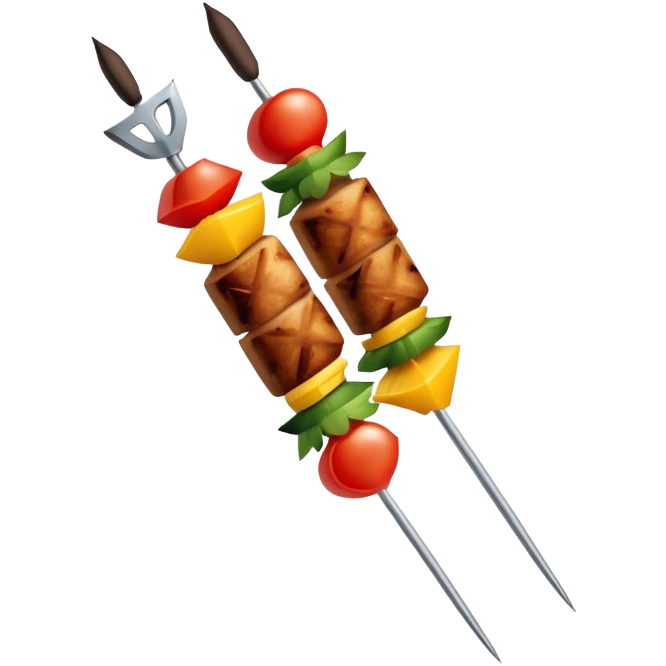 Extremely minimalist kebab skewer with basic shapes emoji