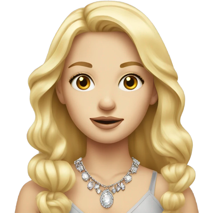 blonde girl portrait with jewelry with grey eyes emoji