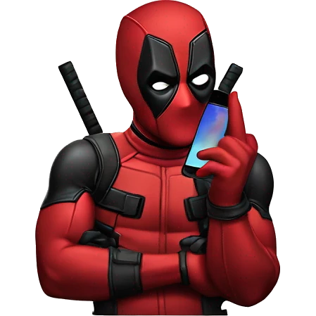  Deadpool using phone emoji