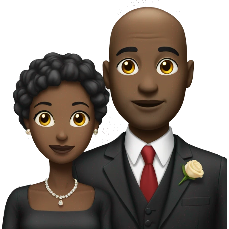 Bald black man next to his black wife wearing formal clothing emoji