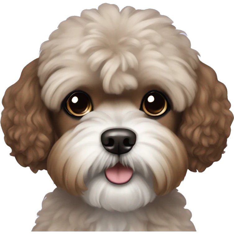 Brown poodle shih tzu mix with black ears  emoji