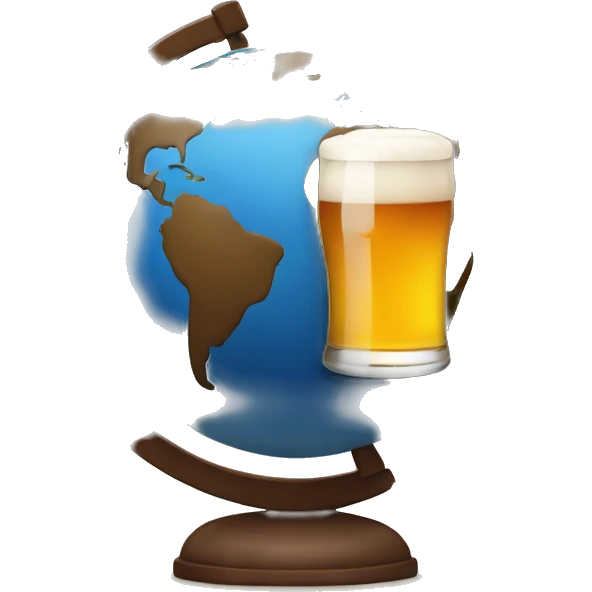 a globe holding a beer emoji