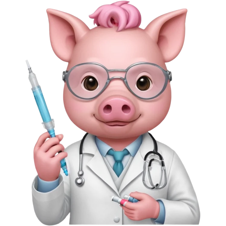 Pig doctor with mask and syringe.














 emoji