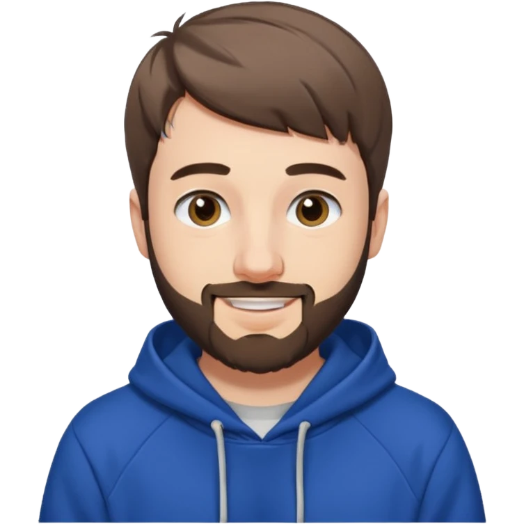 Draw MrBeast in casual hoodie with short hair, french cut beard & friendly smile. emoji