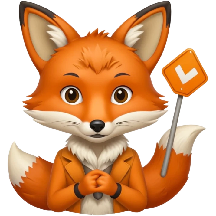 a fox HOLDING a peut-être sign emoji
