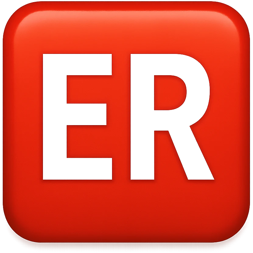 red square emoji that says "ER" emoji