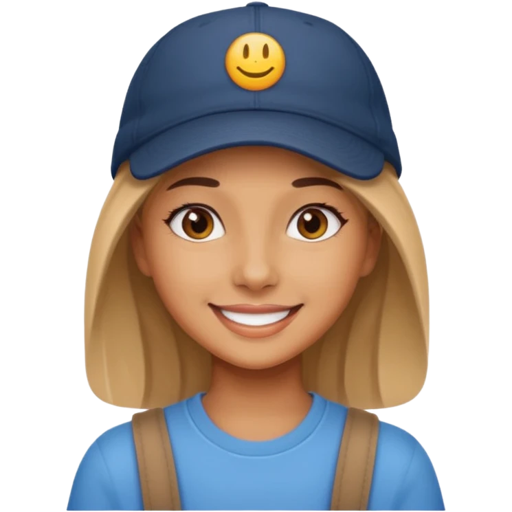 Niña bonita con gorra emoji