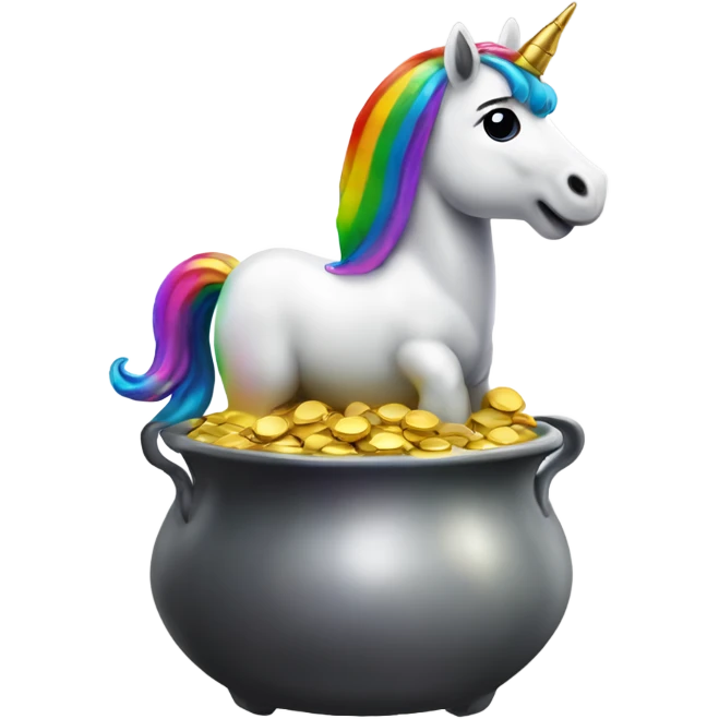 Rainbow unicorn on a pot of gold emoji