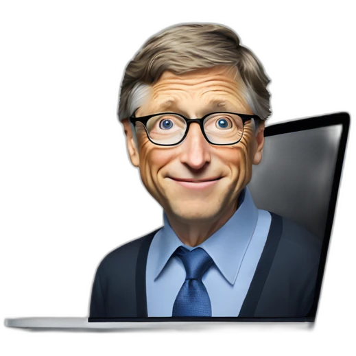 Bill gates behind macbook emoji