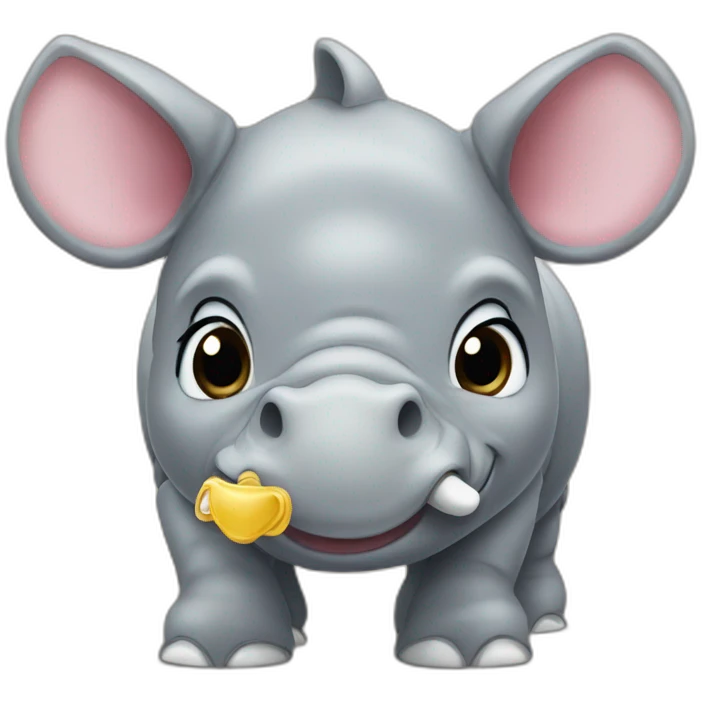 Little rhinoceros with pacifier emoji