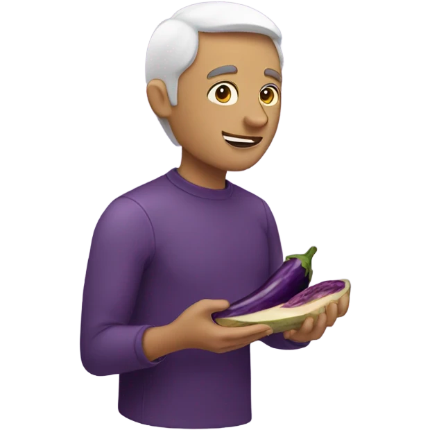 Man eating egg plant emoji