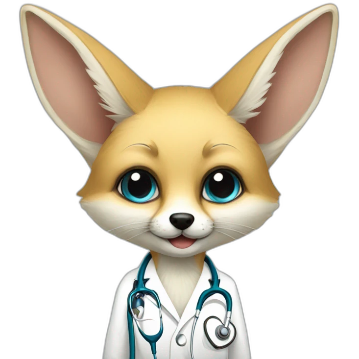 A fennec with a stethoscope emoji