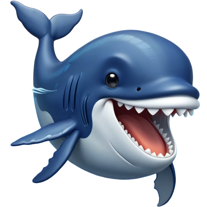 Meme-Worthy Singing Humpback Whale Portrait Emoji, Mouth open wide in a dramatic, melodious pose, showcasing a deep blue-gray body with barnacle accents and an expressive, soulful gaze, Simplified yet artistically graceful features, highly detailed, glowing with a soft, magical marine aura, high shine, enchanting and full of life, stylized with an air of deep-sea wonder, soft glowing outline, capturing the essence of a majestic humpback whale mid-song, resonating with the beauty of the ocean's ancient melodies! emoji