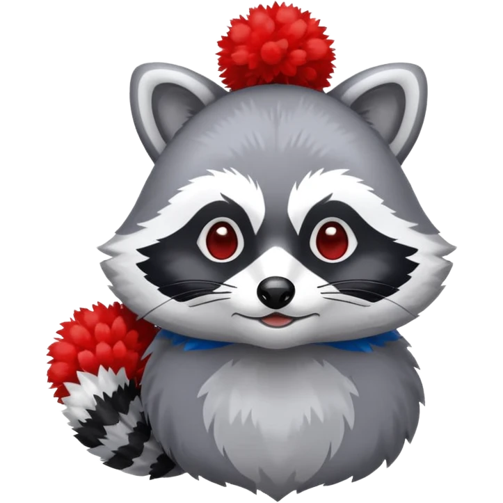 Mache einen Waschbären der PomPoms in der Hand hat. emoji