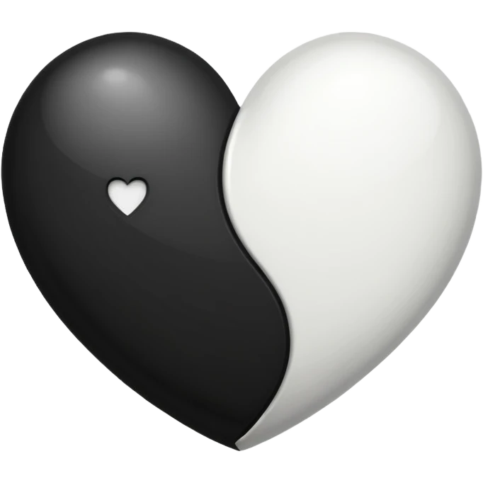 Yarı siyah yarı beyaz kalp emoji