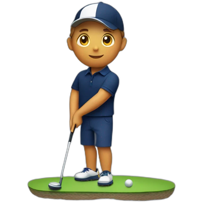 A mini golf golfer wearing a navy blue polo emoji