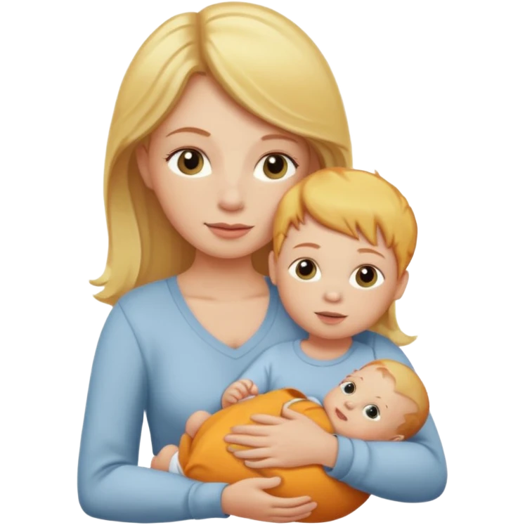 blonde mom holding ginger baby  emoji