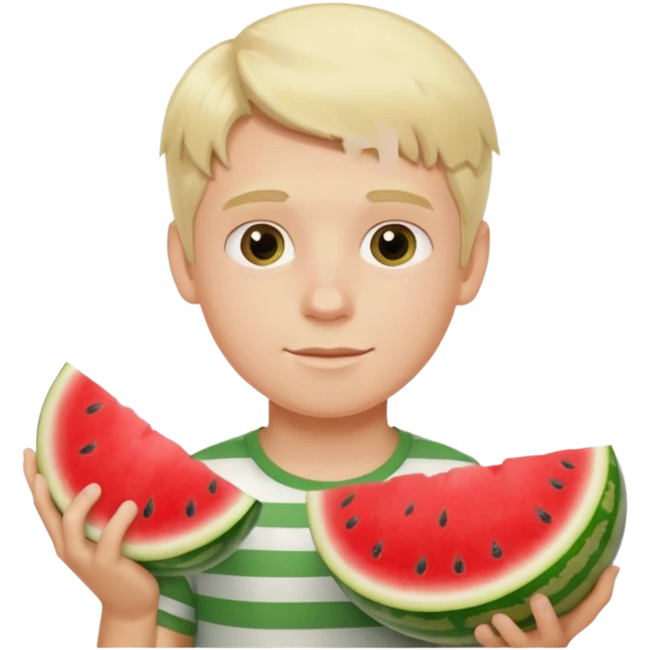 White blonde boy with watermelon emoji