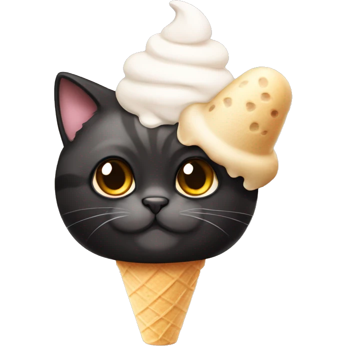 Icecream with Fat dark calico cat emoji