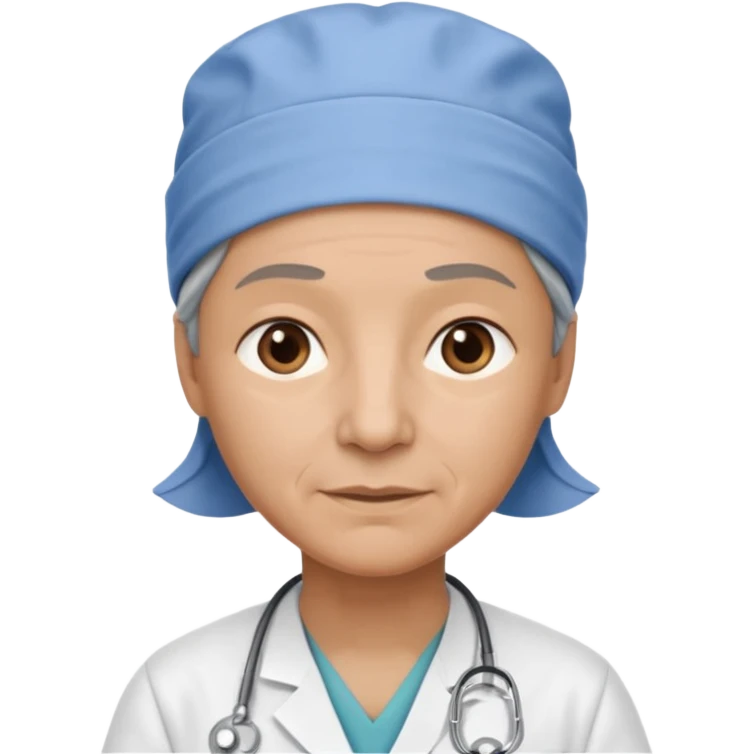 not smiling doctor with scrub cap older emoji