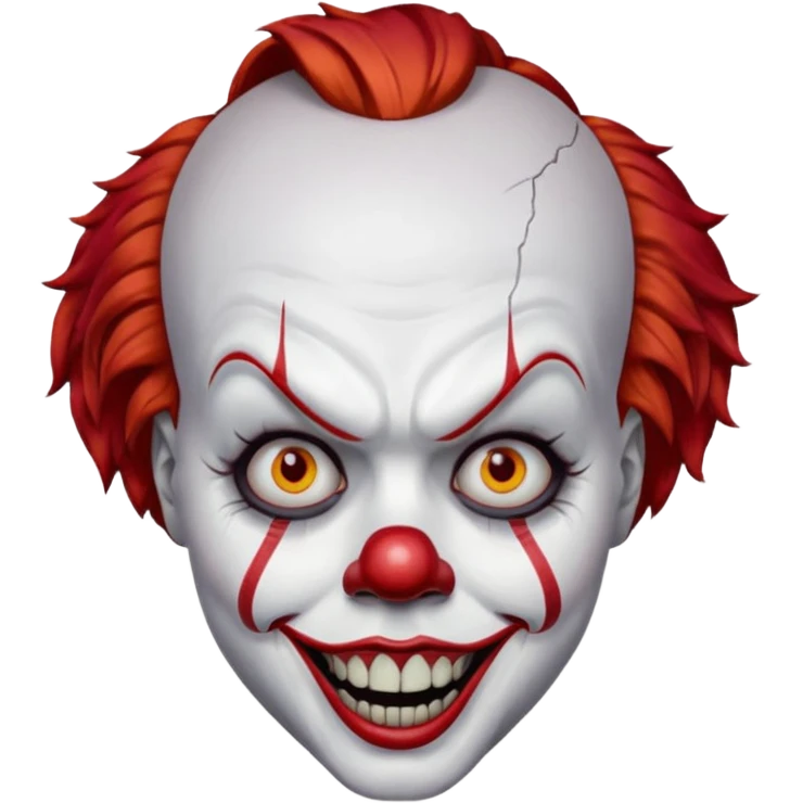 create a scary pennywise clown with cracks on his forehead emoji
