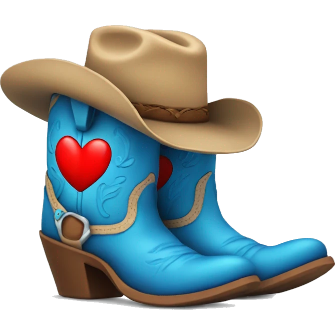 Blue cowboy boots with red love heart on front emoji