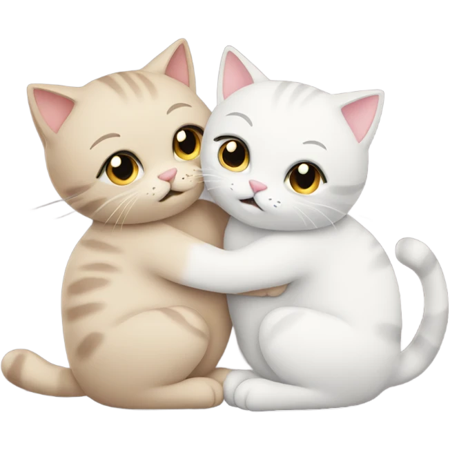 Two cute cats hugging eachother emoji