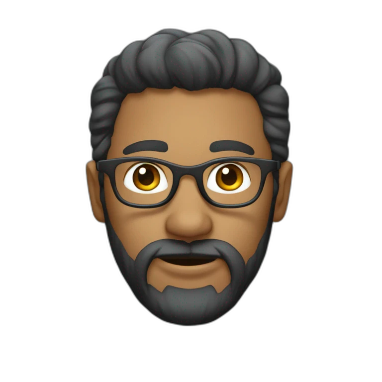 homem careca de oculos escuro e barbudo emoji
