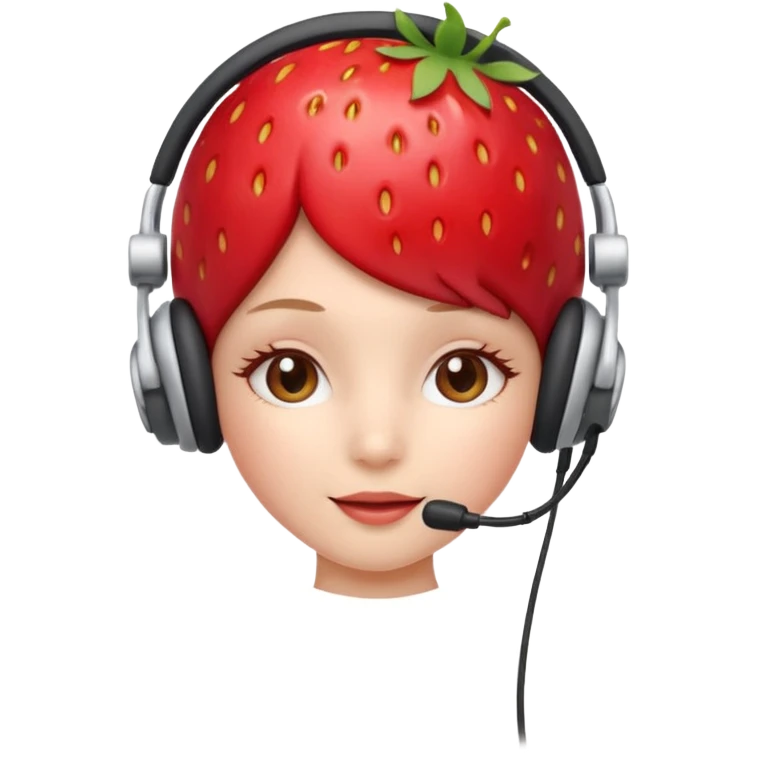 A Cute strawberry wearing headset  emoji