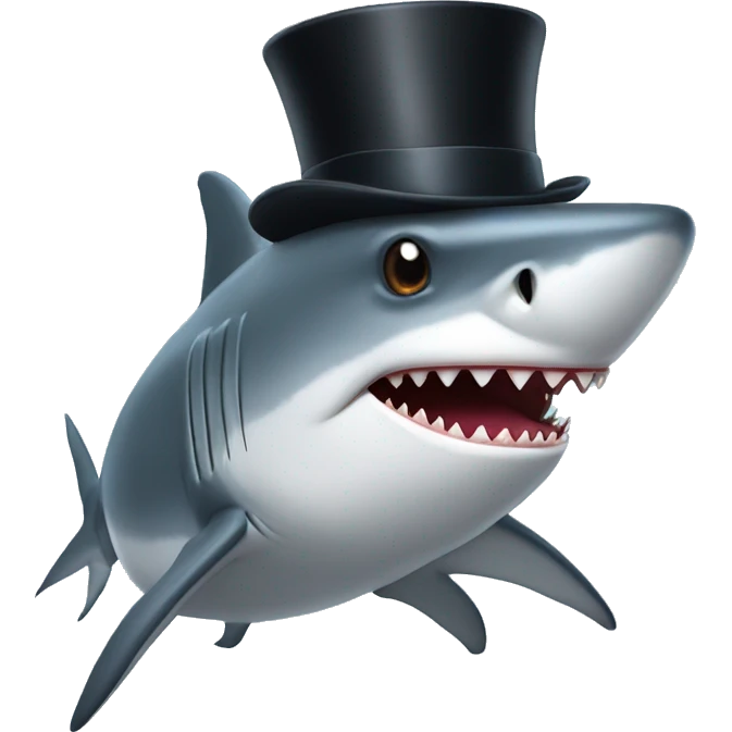 Shark with a top hat emoji