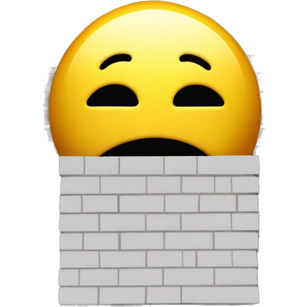 smiley hiding behind a horizontal brick wall emoji