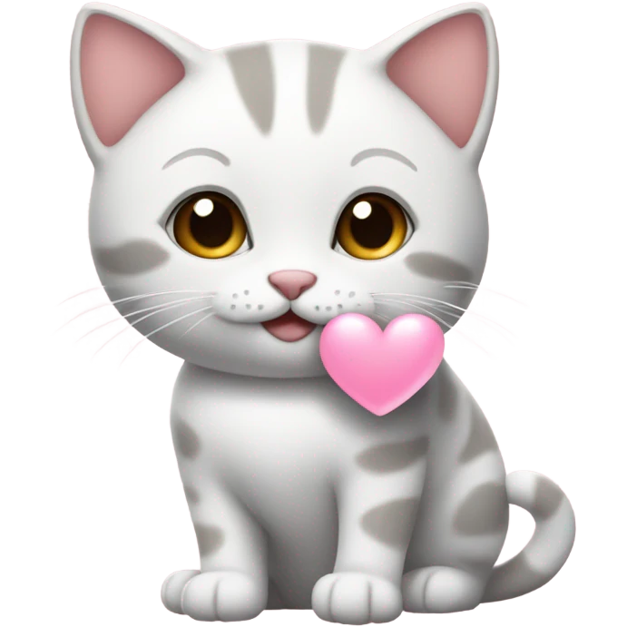 Cute cat with a baby pink heart emoji