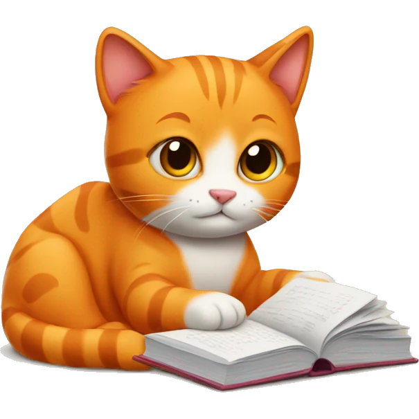 cute orange cat studying emoji