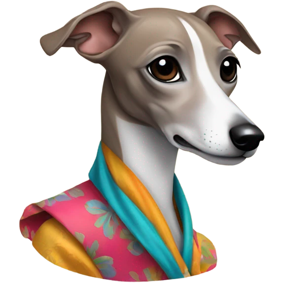 Italian greyhound wearing a dress emoji
