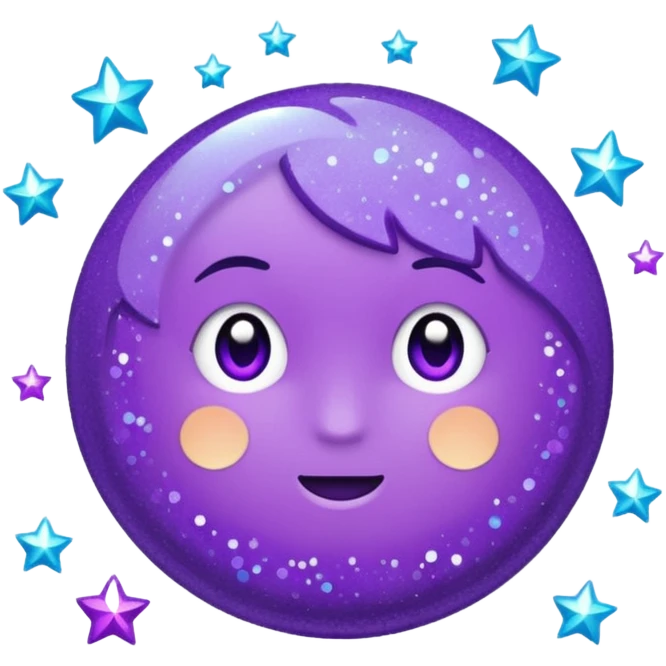 Glitter Purple and Cian bye emoji