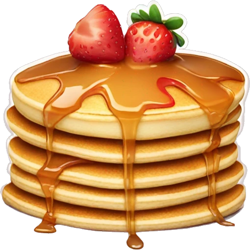 pancake with strawberry on top and caramel emoji