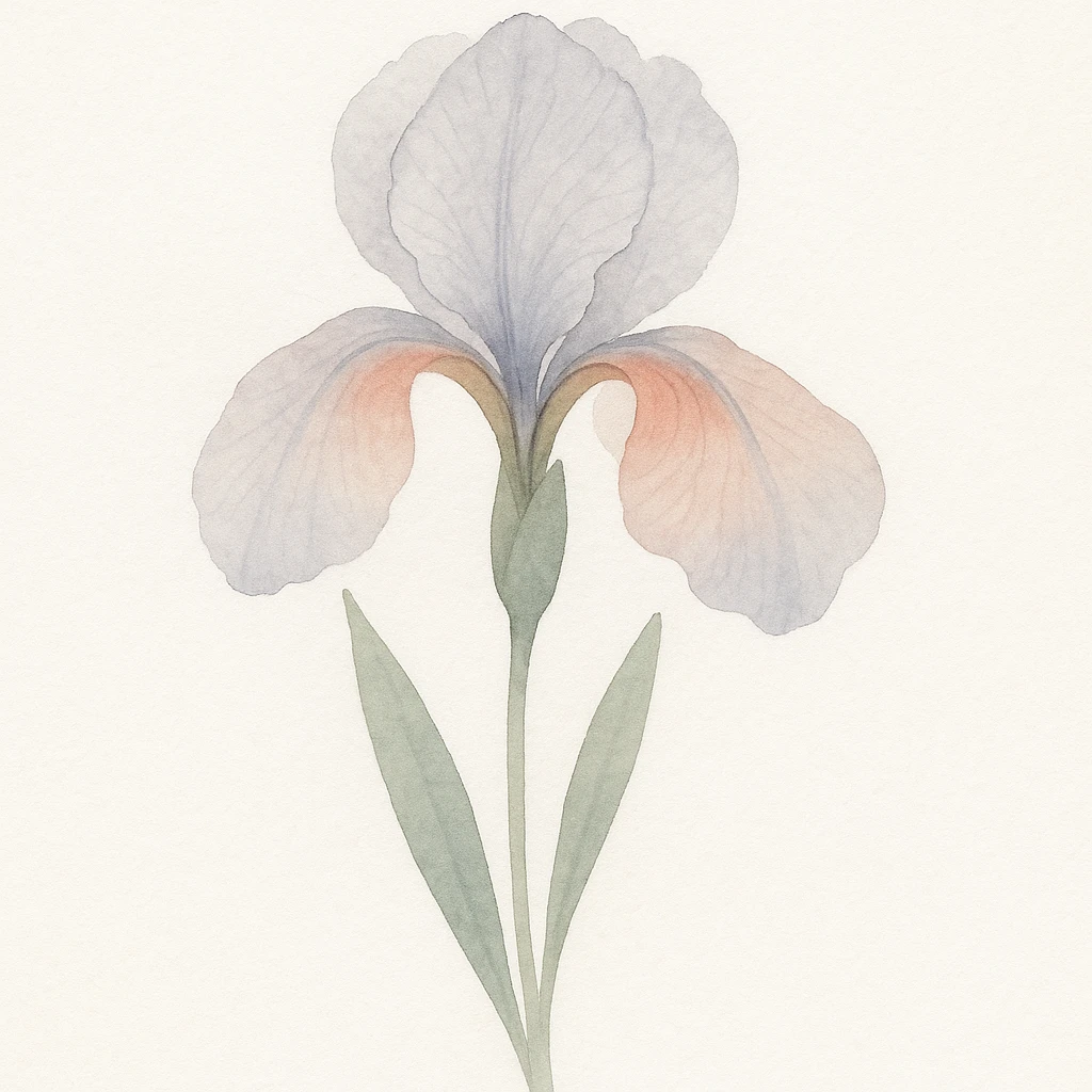 close-up of a detailed iris flower, watercolor art style, soft color transitions, intricate petal textures, expressive form emoji