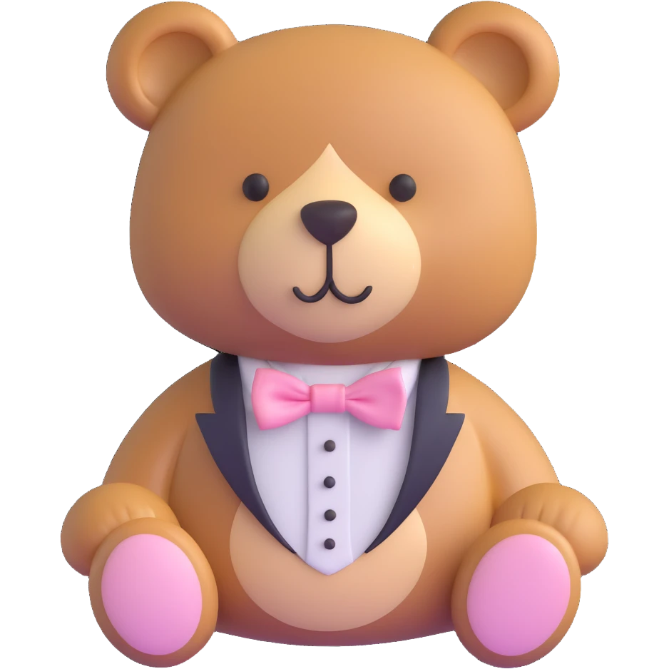 teddy bear with light pink bow tie emoji