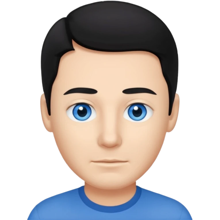 Anthony Field black hair, blue eyes, blue shirt emoji