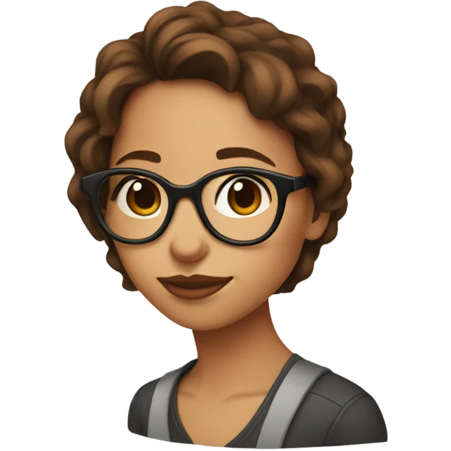 brown haired girl in glasses kissy face emoji