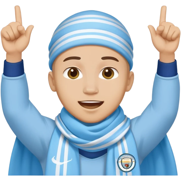 Manchester City fan cheering with sky blue scarf emoji