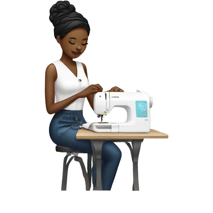 Black fashion designer sewing a dress emoji