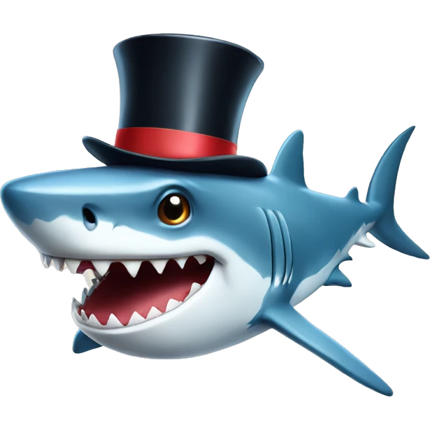 Shark with a top hat emoji