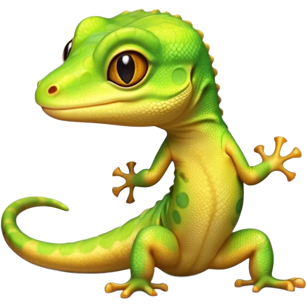 cinematic-cute-realistic gecko-portrait-emoji,-head-tilted-playfully-and-inquisitively,-featuring-a-small,-charming-body-with-smooth,-vividly-patterned-scales,-bright,-sparkling-eyes-and-delicate,-sticky-toe-pads,-simplified-yet-irresistibly-adorable emoji