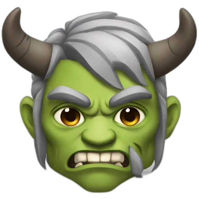 a masculine, grey orc with bull-horns and an eyepatch emoji