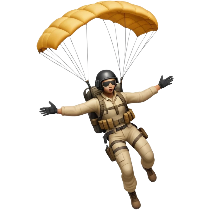 PUBG character falling from the sky with parachute deployed emoji