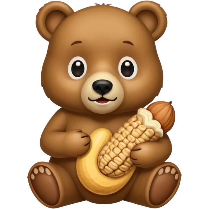 A bear holding a peanut emoji