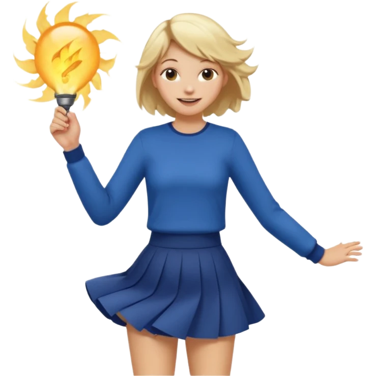 A girl with short skirt and wind is blowing up emoji