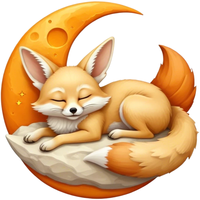 fennec sleeping on a moon sickle  emoji